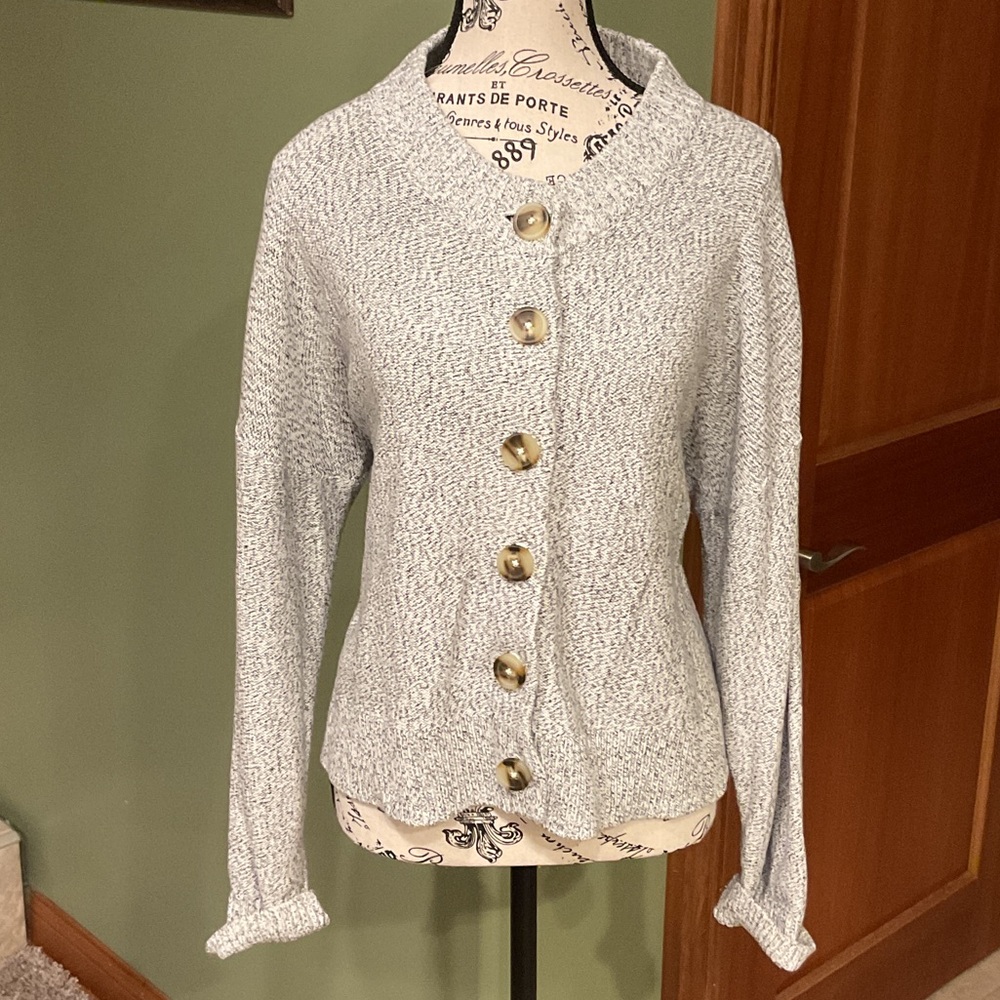 Madewell Heathered Gray Button-Up Cardigan, Size L